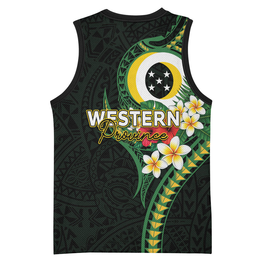 Solomon Islands Western Province Basketball Jersey Polynesian Pattern With Tropical Flowers LT05 - Polynesian Pride