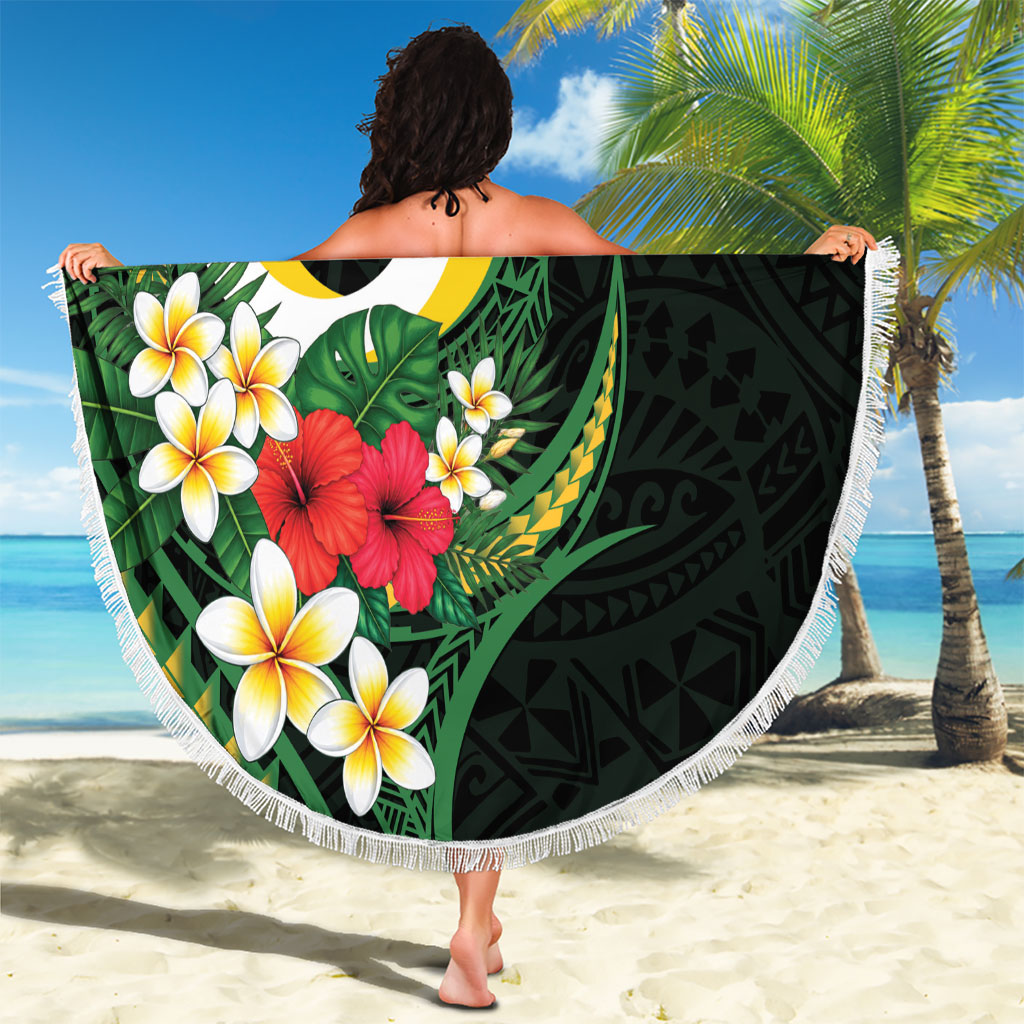 Solomon Islands Western Province Beach Blanket Polynesian Pattern With Tropical Flowers LT05 - Polynesian Pride