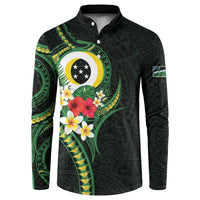 Solomon Islands Western Province Button Sweatshirt Polynesian Pattern With Tropical Flowers LT05 Green - Polynesian Pride
