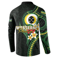 Solomon Islands Western Province Button Sweatshirt Polynesian Pattern With Tropical Flowers LT05 - Polynesian Pride