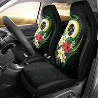Solomon Islands Western Province Car Seat Cover Polynesian Pattern With Tropical Flowers LT05 - Polynesian Pride