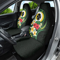 Solomon Islands Western Province Car Seat Cover Polynesian Pattern With Tropical Flowers LT05 - Polynesian Pride