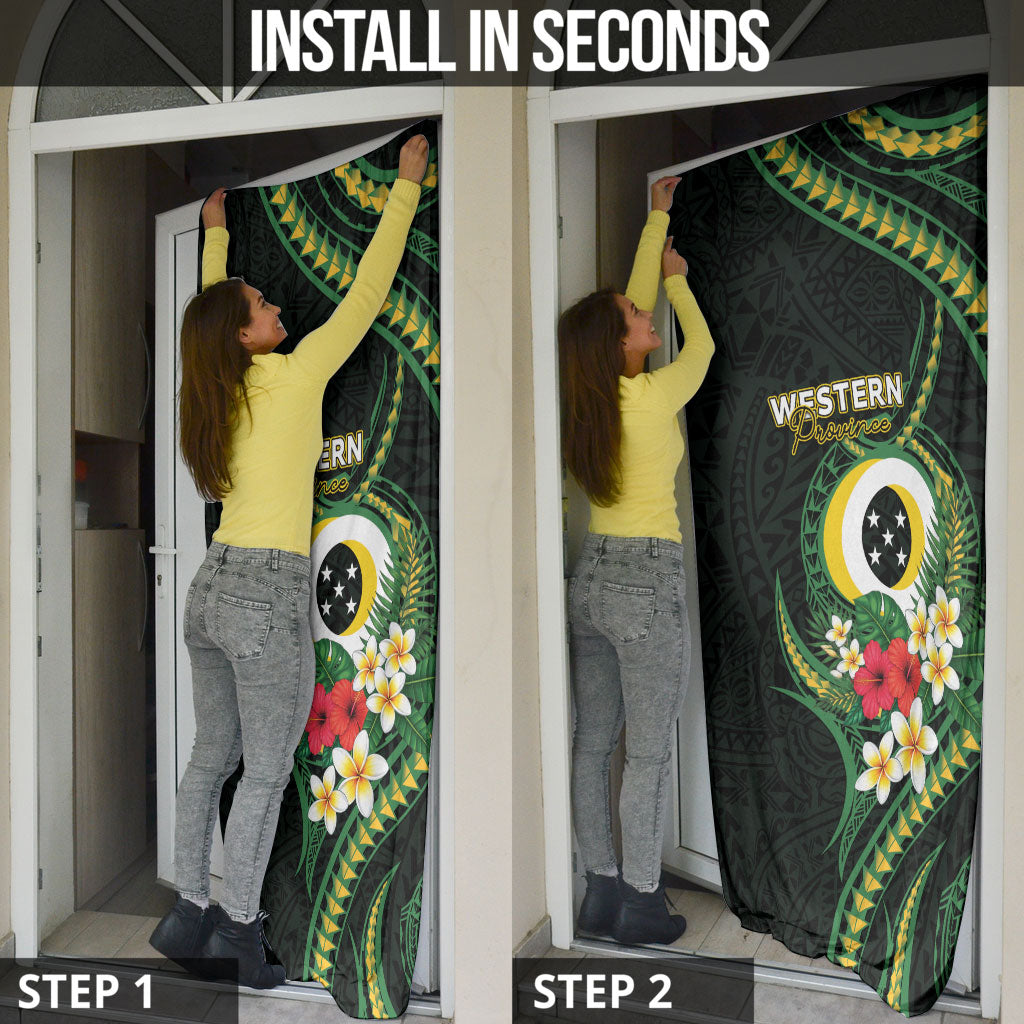 Solomon Islands Western Province Door Cover Polynesian Pattern With Tropical Flowers LT05 - Polynesian Pride