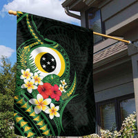 Solomon Islands Western Province Garden Flag Polynesian Pattern With Tropical Flowers LT05 - Polynesian Pride
