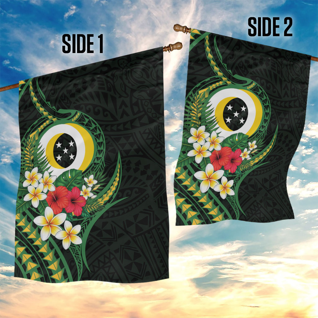 Solomon Islands Western Province Garden Flag Polynesian Pattern With Tropical Flowers LT05 - Polynesian Pride