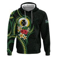 Solomon Islands Western Province Hoodie Polynesian Pattern With Tropical Flowers LT05 Pullover Hoodie Green - Polynesian Pride