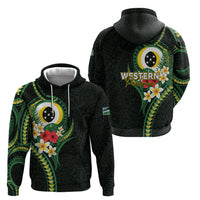 Solomon Islands Western Province Hoodie Polynesian Pattern With Tropical Flowers LT05 - Polynesian Pride