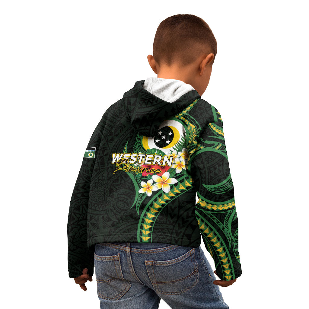 Solomon Islands Western Province Kid Hoodie Polynesian Pattern With Tropical Flowers LT05 - Polynesian Pride