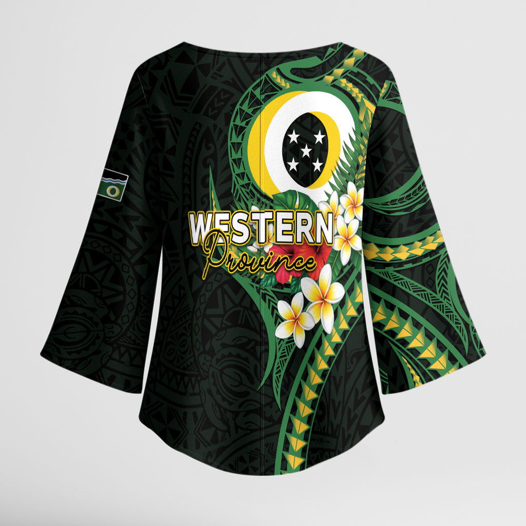 Solomon Islands Western Province Kimono Sleeve Blouse Polynesian Pattern With Tropical Flowers LT05 - Polynesian Pride