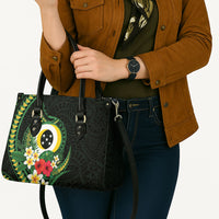 Solomon Islands Western Province Leather Bag Polynesian Pattern With Tropical Flowers LT05 - Polynesian Pride