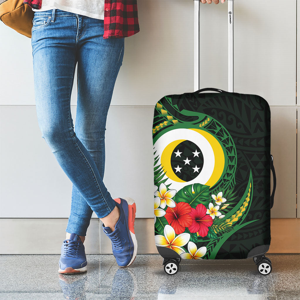 Solomon Islands Western Province Luggage Cover Polynesian Pattern With Tropical Flowers LT05 - Polynesian Pride