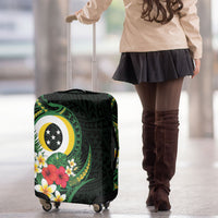 Solomon Islands Western Province Luggage Cover Polynesian Pattern With Tropical Flowers LT05 - Polynesian Pride