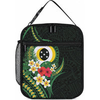 Solomon Islands Western Province Lunch Bag Polynesian Pattern With Tropical Flowers LT05 10.2 × 8.3 × 4.3 inch Green - Polynesian Pride