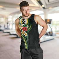 Solomon Islands Western Province Men Tank Top Polynesian Pattern With Tropical Flowers LT05 Green - Polynesian Pride