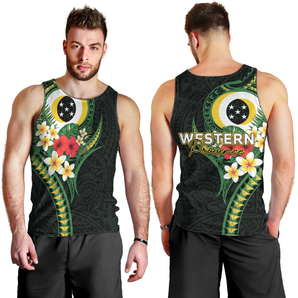 Solomon Islands Western Province Men Tank Top Polynesian Pattern With Tropical Flowers LT05 - Polynesian Pride