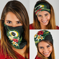 Solomon Islands Western Province Neck Gaiter Polynesian Pattern With Tropical Flowers LT05 - Polynesian Pride