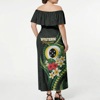 Solomon Islands Western Province Off Shoulder Maxi Dress Polynesian Pattern With Tropical Flowers LT05 - Polynesian Pride