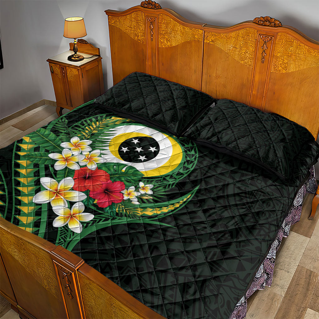 Solomon Islands Western Province Quilt Bed Set Polynesian Pattern With Tropical Flowers LT05 - Polynesian Pride