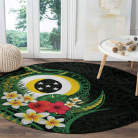 Solomon Islands Western Province Round Carpet Polynesian Pattern With Tropical Flowers LT05 - Polynesian Pride
