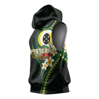 Solomon Islands Western Province Sleeveless Hoodie Polynesian Pattern With Tropical Flowers LT05 - Polynesian Pride