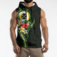 Solomon Islands Western Province Sleeveless Hoodie Polynesian Pattern With Tropical Flowers LT05 - Polynesian Pride