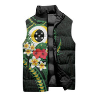 Solomon Islands Western Province Sleeveless Puffer Jacket Polynesian Pattern With Tropical Flowers LT05 - Polynesian Pride