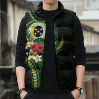 Solomon Islands Western Province Sleeveless Puffer Jacket Polynesian Pattern With Tropical Flowers LT05 - Polynesian Pride