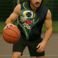 Solomon Islands Western Province Sleeveless Zip Hoodie Polynesian Pattern With Tropical Flowers LT05 - Polynesian Pride