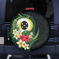Solomon Islands Western Province Spare Tire Cover Polynesian Pattern With Tropical Flowers LT05 No hole Green - Polynesian Pride