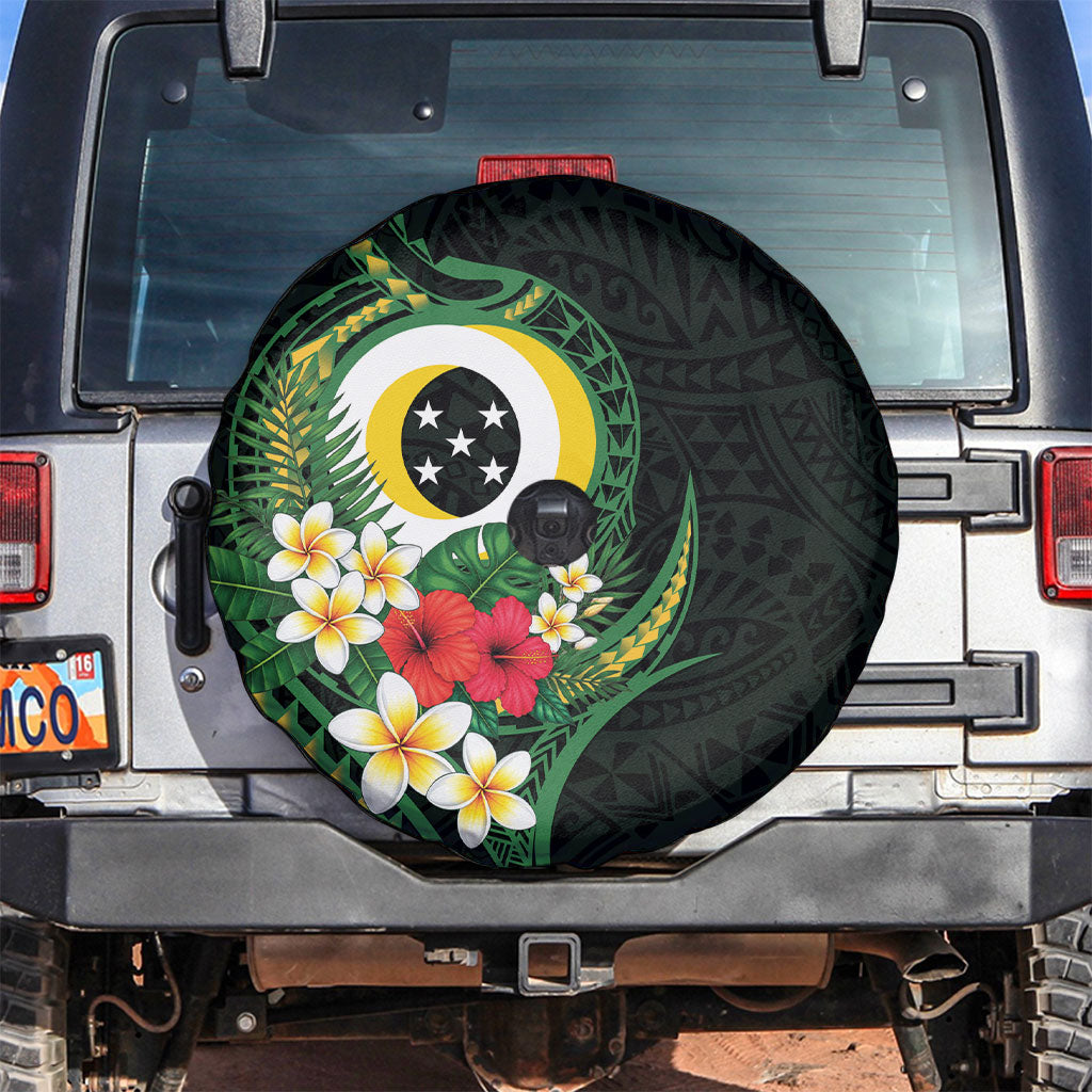 Solomon Islands Western Province Spare Tire Cover Polynesian Pattern With Tropical Flowers LT05 Green - Polynesian Pride