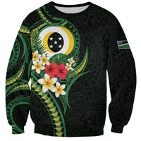 Solomon Islands Western Province Sweatshirt Polynesian Pattern With Tropical Flowers LT05 Unisex Green - Polynesian Pride