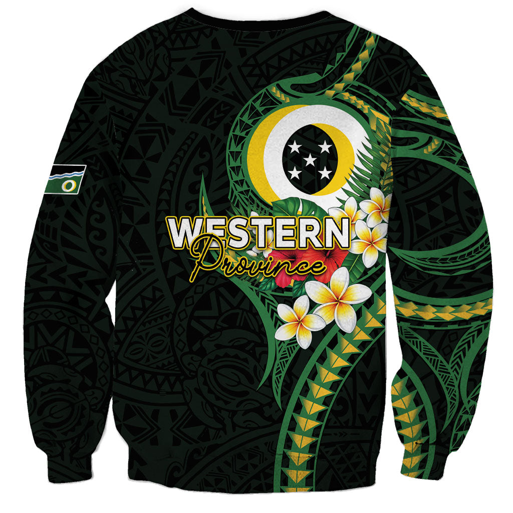 Solomon Islands Western Province Sweatshirt Polynesian Pattern With Tropical Flowers LT05 - Polynesian Pride