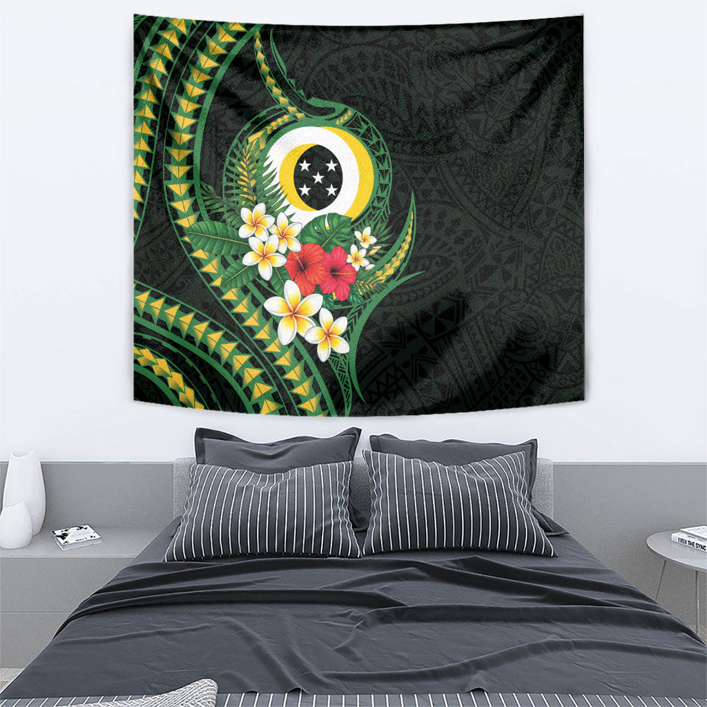 Solomon Islands Western Province Tapestry Polynesian Pattern With Tropical Flowers LT05 - Polynesian Pride