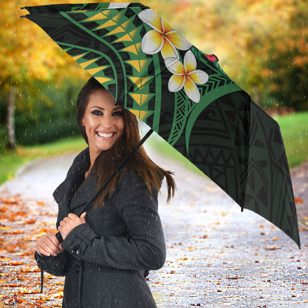 Solomon Islands Western Province Umbrella Polynesian Pattern With Tropical Flowers LT05 - Polynesian Pride