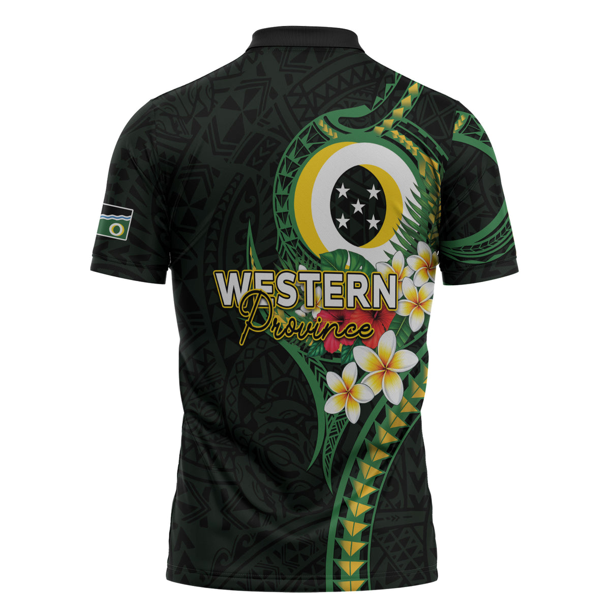Solomon Islands Western Province Zipper Polo Shirt Polynesian Pattern With Tropical Flowers LT05 - Polynesian Pride