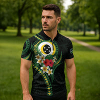 Solomon Islands Western Province Zipper Polo Shirt Polynesian Pattern With Tropical Flowers LT05 - Polynesian Pride