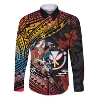 Hawaii And Japan Family Matching Long Sleeve Bodycon Dress and Hawaiian Shirt Koi Fish With Kanaka Maoli LT05 Dad's Shirt - Long Sleeve Black - Polynesian Pride