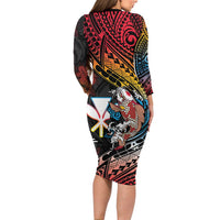 Hawaii And Japan Family Matching Long Sleeve Bodycon Dress and Hawaiian Shirt Koi Fish With Kanaka Maoli LT05 - Polynesian Pride