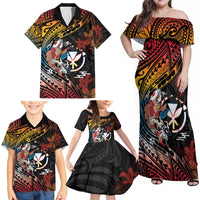 Hawaii And Japan Family Matching Off Shoulder Maxi Dress and Hawaiian Shirt Koi Fish With Kanaka Maoli LT05 - Polynesian Pride