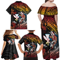Hawaii And Japan Family Matching Off Shoulder Maxi Dress and Hawaiian Shirt Koi Fish With Kanaka Maoli LT05 - Polynesian Pride