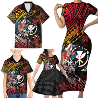 Hawaii And Japan Family Matching Short Sleeve Bodycon Dress and Hawaiian Shirt Koi Fish With Kanaka Maoli LT05 - Polynesian Pride