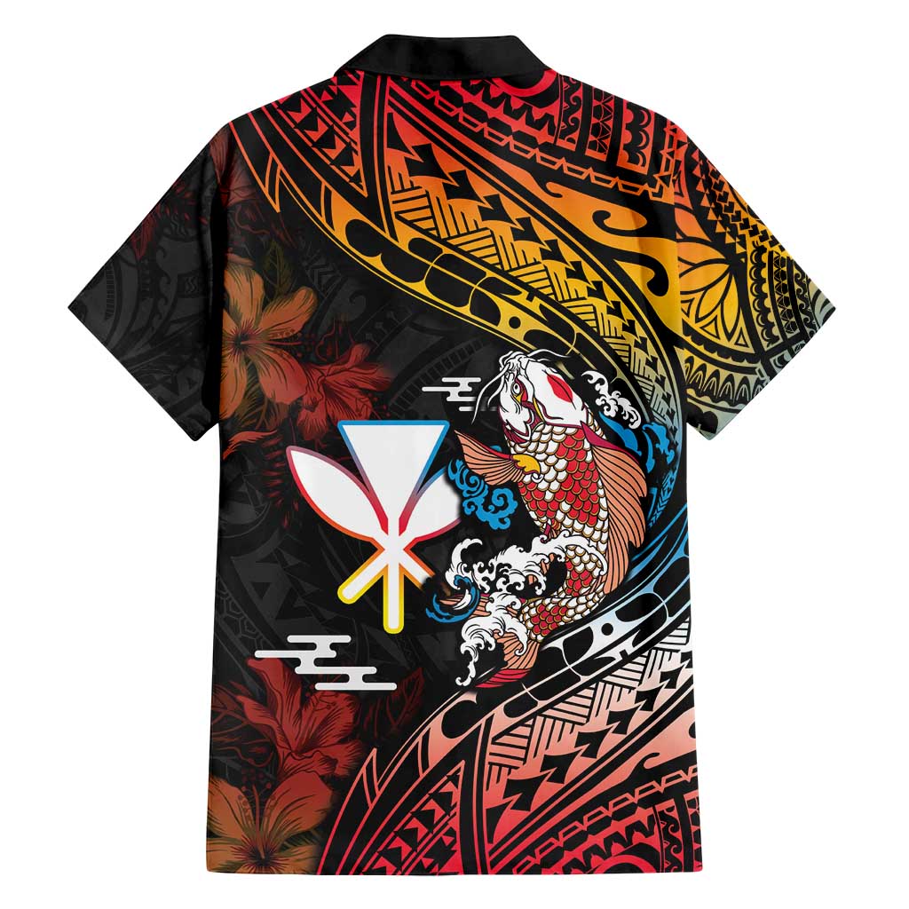 Hawaii And Japan Family Matching Tank Maxi Dress and Hawaiian Shirt Koi Fish With Kanaka Maoli LT05 - Polynesian Pride
