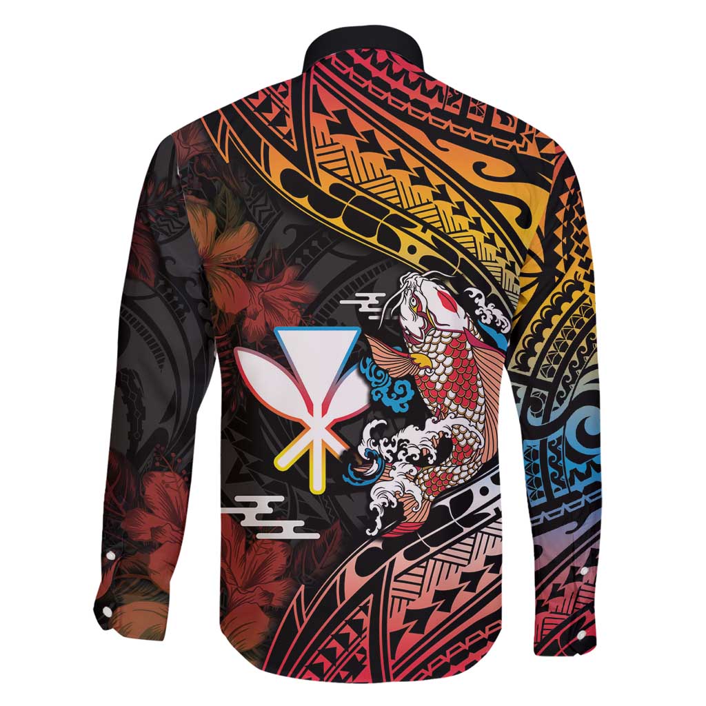 Hawaii And Japan Family Matching Tank Maxi Dress and Hawaiian Shirt Koi Fish With Kanaka Maoli LT05 - Polynesian Pride