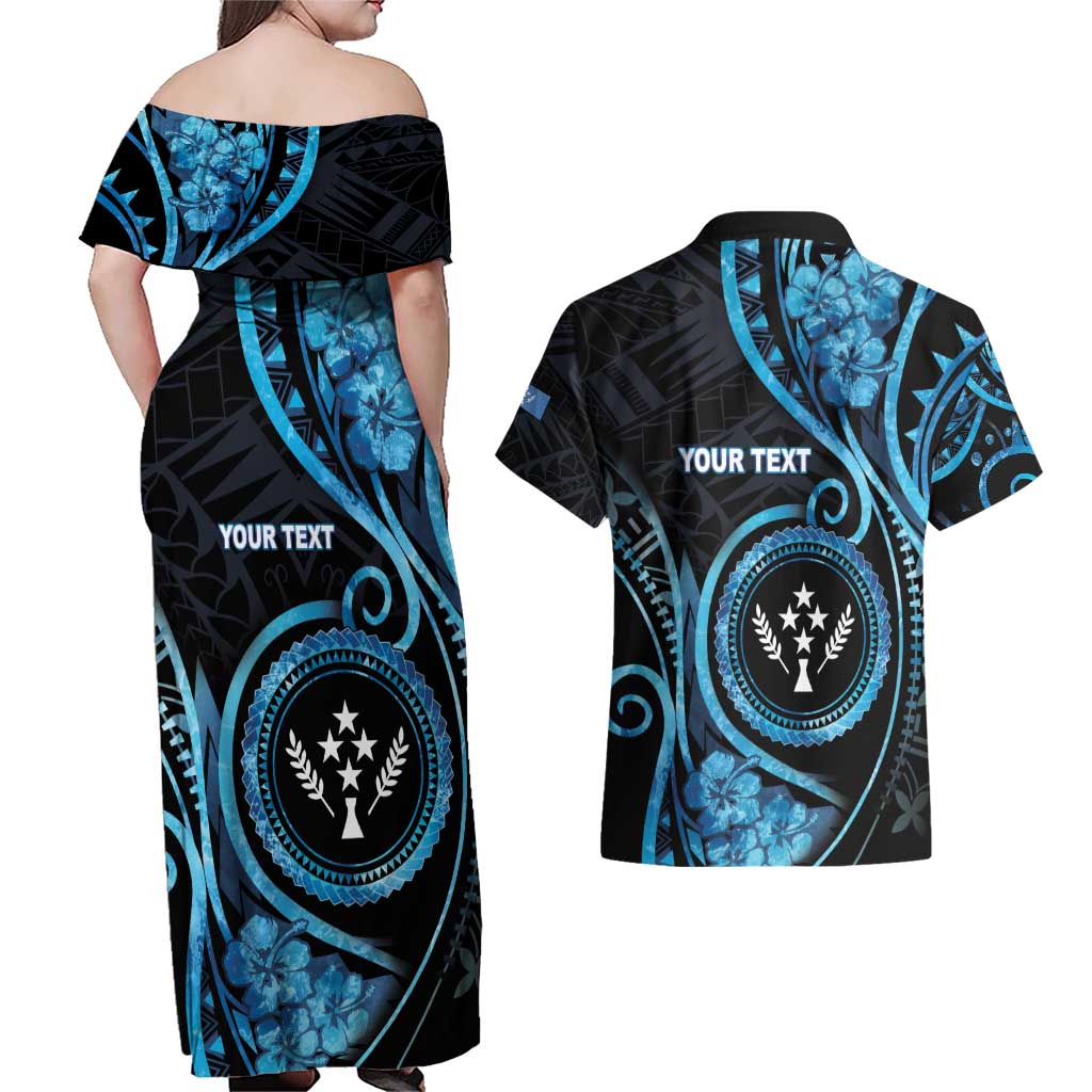 Personalised Kosrae Constitution Day Couples Matching Off Shoulder Maxi Dress and Hawaiian Shirt Ocean Floral Pattern