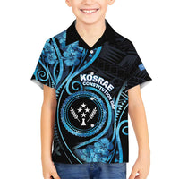 Personalised Kosrae Constitution Day Family Matching Long Sleeve Bodycon Dress and Hawaiian Shirt Ocean Floral Pattern