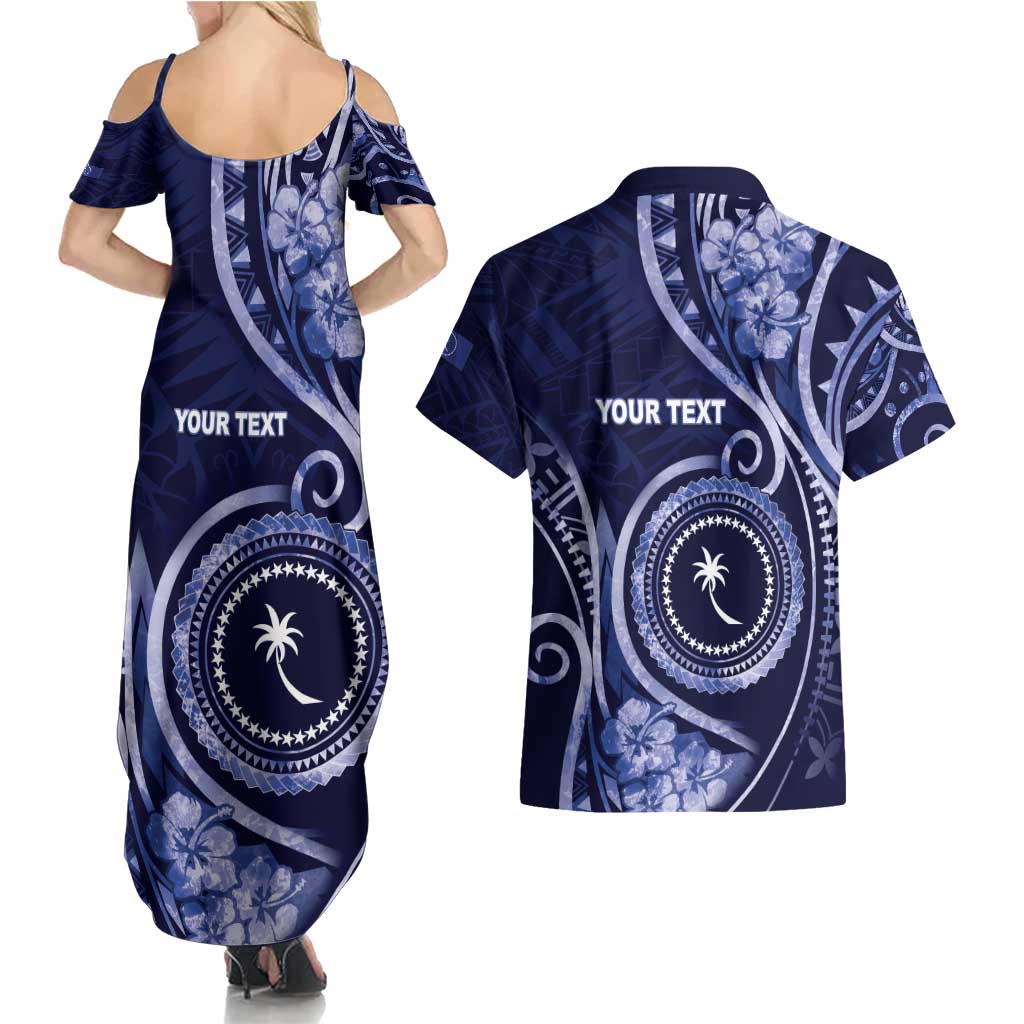 Personalised FSM Chuuk Couples Matching Summer Maxi Dress and Hawaiian Shirt Ocean Floral Pattern