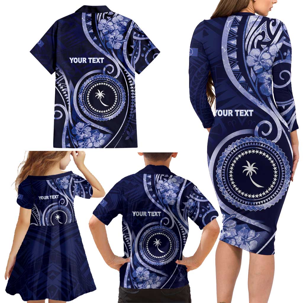 Personalised FSM Chuuk Family Matching Long Sleeve Bodycon Dress and Hawaiian Shirt Ocean Floral Pattern LT05 - Polynesian Pride