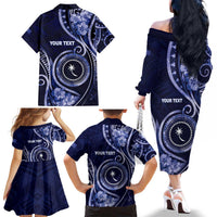 Personalised FSM Chuuk Family Matching Off The Shoulder Long Sleeve Dress and Hawaiian Shirt Ocean Floral Pattern LT05 - Polynesian Pride