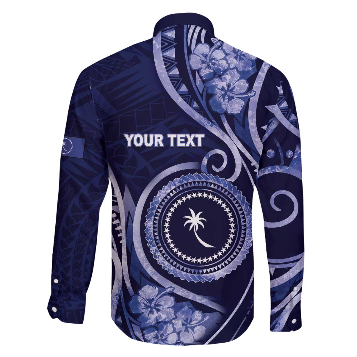 Personalised FSM Chuuk Family Matching Off The Shoulder Long Sleeve Dress and Hawaiian Shirt Ocean Floral Pattern LT05 - Polynesian Pride