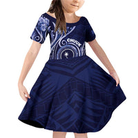 Personalised FSM Chuuk Family Matching Off Shoulder Short Dress and Hawaiian Shirt Ocean Floral Pattern
